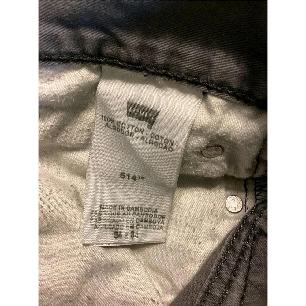 Levis 514 Jeans Mens 34x34 Gray Straight Leg Denim Zip Fly Five‎ Pocket Classic